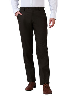 Park Avenue - Men Regular Fit Checks Dark Brown Trouser