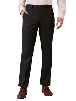 Park Avenue - Men Regular Fit Textured Dark Brown Trouser