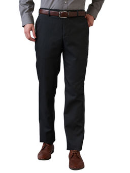 Park Avenue - Men Comfort Fit Solid Dark Grey Trouser