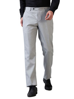 Park Avenue - Men Regular Fit Checks Medium Grey Trouser