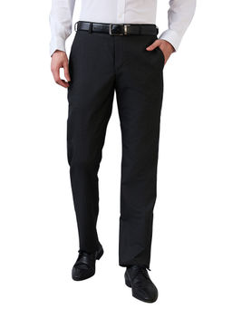 Park Avenue - Men Regular Fit Textured Black Trouser
