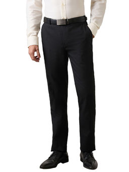 Raymond - Men Slim Fit Checks Black Trouser