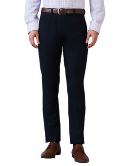 Raymond - Men Slim Fit Solid Navy Blue Trouser