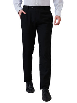Raymond - Men Slim Fit Solid Black Trouser
