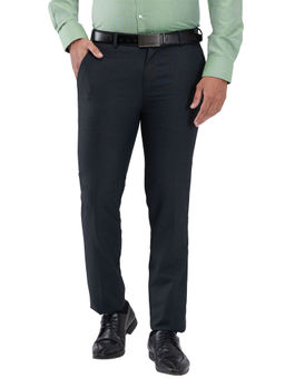 Raymond - Men Slim Fit Solid Dark Navy Blue Trouser
