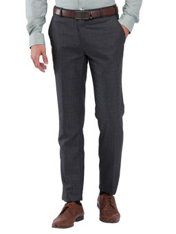 Raymond - Men Slim Fit Checks Grey Trouser