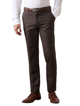 Raymond - Men Slim Fit Checks Brown Trouser