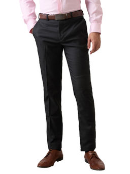 Raymond - Men Slim Fit Checks Black Trouser