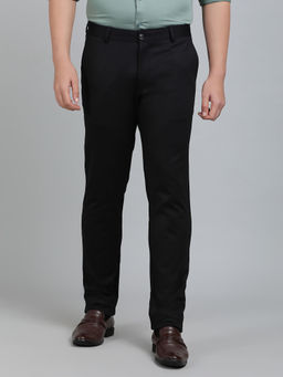 JB Studio - Men Black Blended Slim Fit Striped Trouser