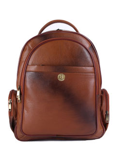 HiLEDER - Pure Leather Spacious 17" Backpack Rucksack Laptop Office Bag Tan