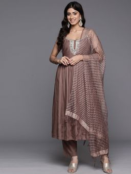 Varanga - Women Coffee Brown Kurta With Pant And Dupatta (Set of 3)