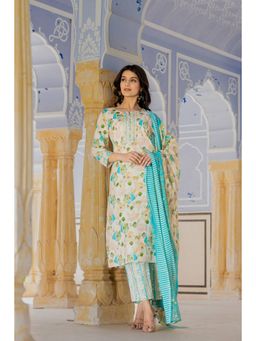 Varanga - Women Floral Printed Straight Kurta With Printed Pant & Dupatta (Set of 3)