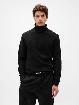GAP - Men Black Knitted Solid Sweater