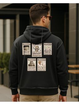 Bewakoof - Men Black Cotton Blend Graphic Hoodie