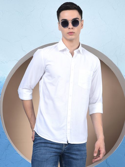 CRIMSOUNE CLUB Men White Cotton Shirt