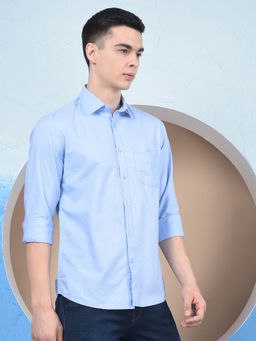 CRIMSOUNE CLUB - Men Blue Cotton Shirt
