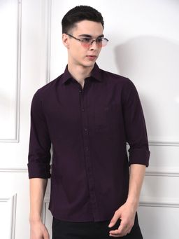 CRIMSOUNE CLUB - Men Wine Cotton Shirt