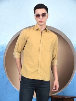 CRIMSOUNE CLUB - Men Mustard Cotton Corduroy Shirt