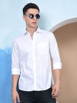 CRIMSOUNE CLUB - Men White Cotton Shirt