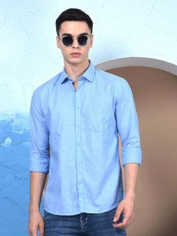 CRIMSOUNE CLUB - Men Blue Cotton Shirt