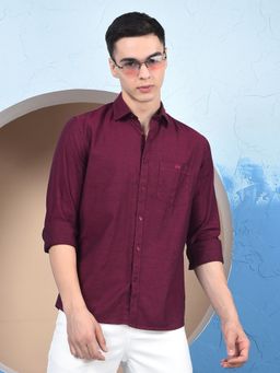CRIMSOUNE CLUB - Men Maroon Cotton Shirt
