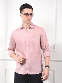 CRIMSOUNE CLUB - Men Peach Linen Shirt
