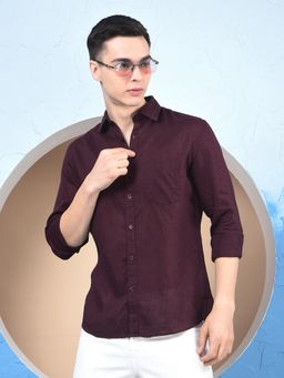 CRIMSOUNE CLUB - Men Wine Linen Shirt