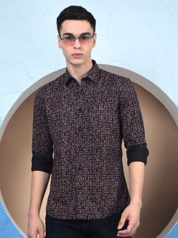 CRIMSOUNE CLUB - Men Purple Printed Cotton Shirt