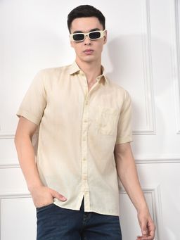 CRIMSOUNE CLUB - Men Beige Linen Shirt