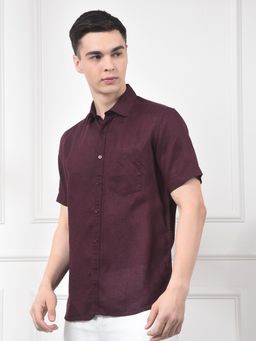 CRIMSOUNE CLUB - Men Wine Linen Shirt
