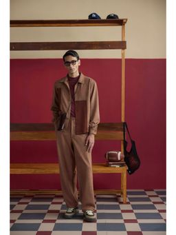 Muvazo - Men Brown Colorblock Co-Ord Set