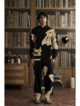 Muvazo - Men Black Cut Patch 3D Applique Detailing Co-Ord Set