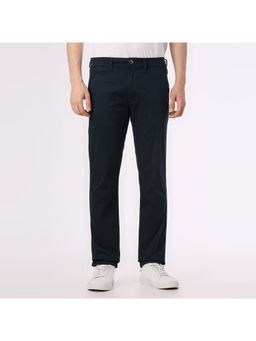 Pepe Jeans - Men Navy Blue Mid Rise Straight Fit Chinos