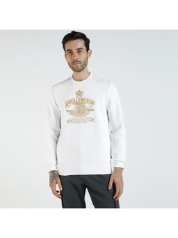 Royal Enfield - Men White Cotton Blend Embroidered Sweatshirt