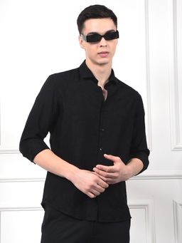 CRIMSOUNE CLUB - Men Black Jacquard Shirt