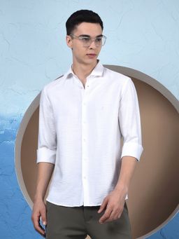 CRIMSOUNE CLUB - Men White Textured Shirt