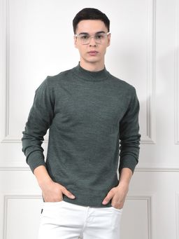CRIMSOUNE CLUB - Men Green Acrylic Solid Sweater