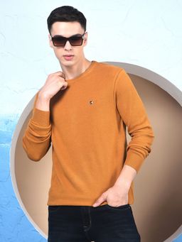 CRIMSOUNE CLUB - Men Mustard Viscose Blend Solid Sweater