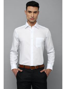 Louis Philippe - Men White Classic Fit Solid Full Sleeves Formal Shirt