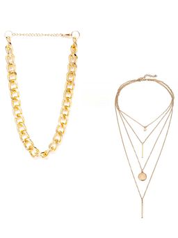 Jewels Galaxy - Jewellery For Women Gold-Plated Layered Necklace (Set of 2)