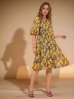 RARE - Multi-Color Floral Regular Dress