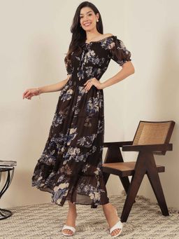 RARE - Black Printed A-Line Dress