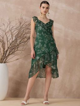 RARE - Green Printed Regular Dress