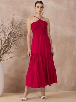 RARE - Maroon Solid Regular Dress