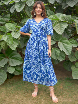 RARE - Blue Printed Regular Dress