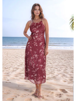 RARE - Brown Printed A-Line Dress