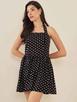 RARE - Black Polka Dots A-Line Dress