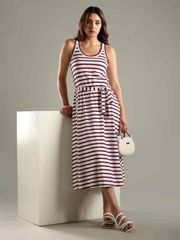 Tommy Hilfiger - White Stripes Regular Dress and Belt (Set of 2)