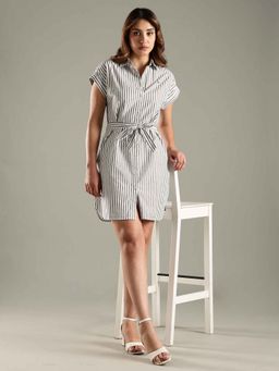 Tommy Hilfiger - Green Stripes Regular Dress and Belt (Set of 2)