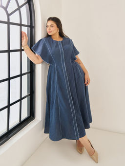 Sonsie - Blue Textured A-Line Dress